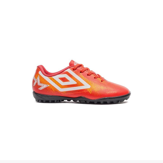 U07FB00336-462 Umbro Calzados Society Niños Futbol Heatmap_Jr Rojo/Naranja_Fluor/Blanco