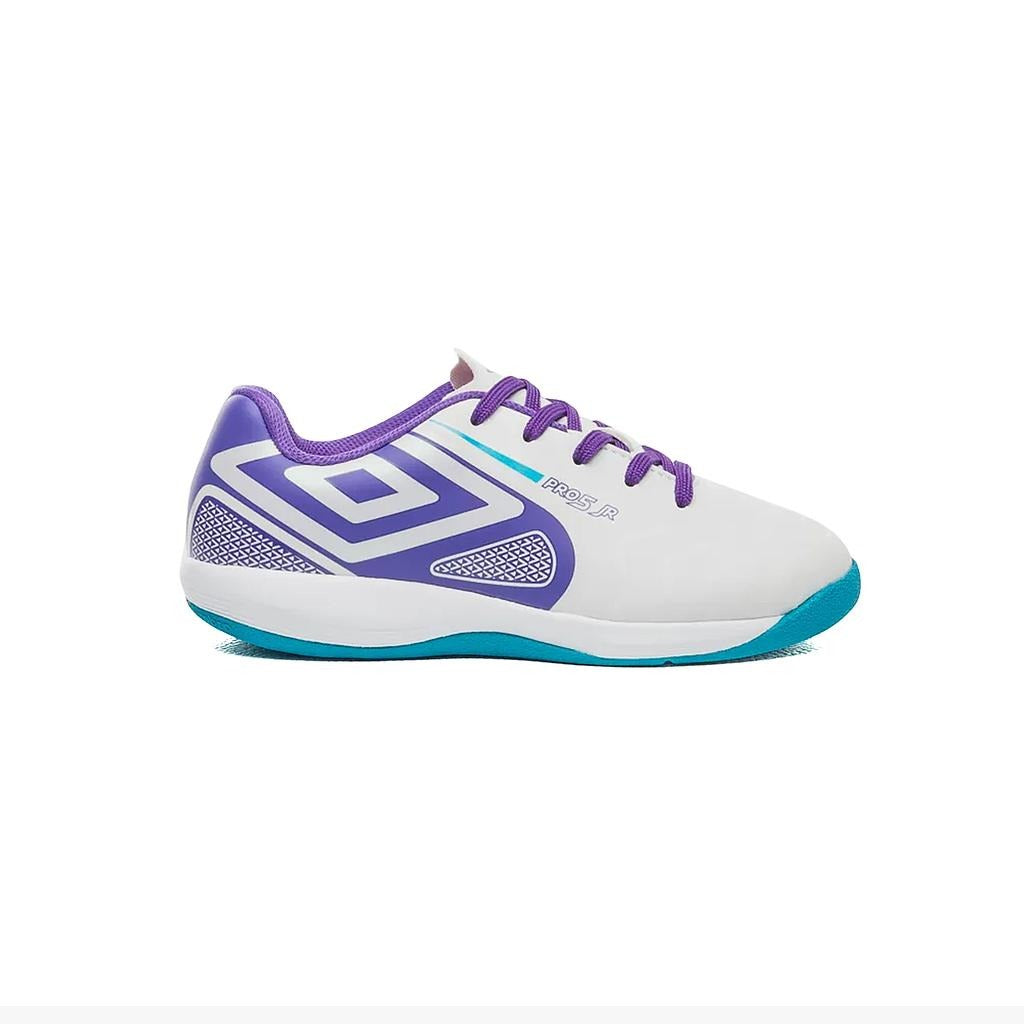 U07FB00092-203 Umbro Calzados Indoor Niños Futbol Pro_5_Jr White/Electric_Purple/Atomic_Blue
