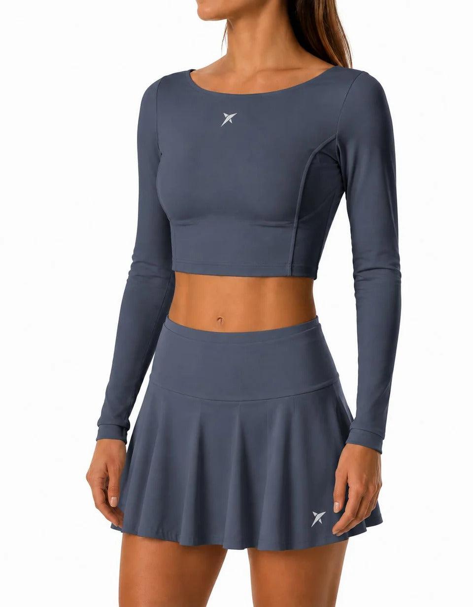 DT342323-GREY-DROP SHOT MONARCA LONG SLLEVE CROP-GREY