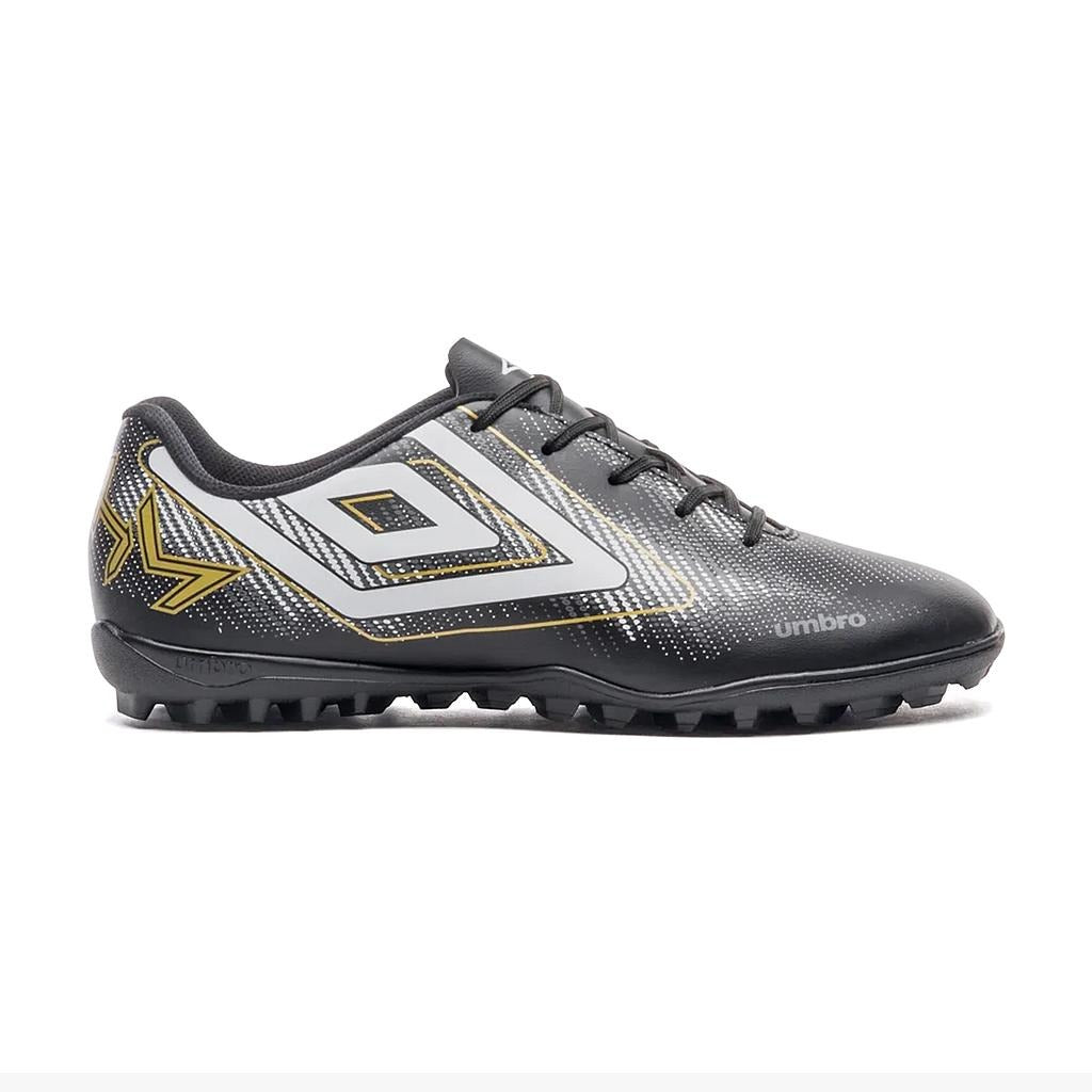 U01FB00329-129 Umbro Calzados Society Masculino Futbol Heatmap Negro/Blanco/Dorado