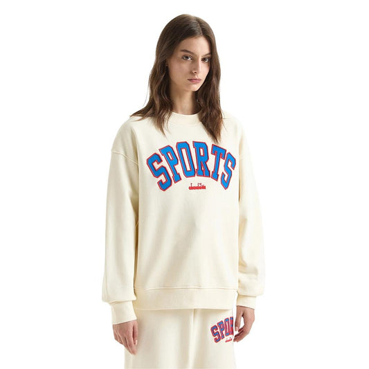 502.179934-20011 Diadora Prendas Remeras_Mangas_Largas Unisex Lifestyle Sweatshirt_Crew_Legacy Butter_White