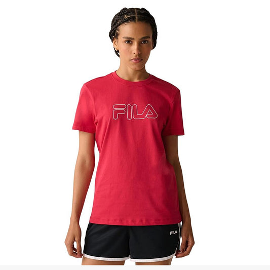 F12L00551-3546 Fila Prendas Remeras Femenino Moda Regular_Basic_Outline Cherry_Red