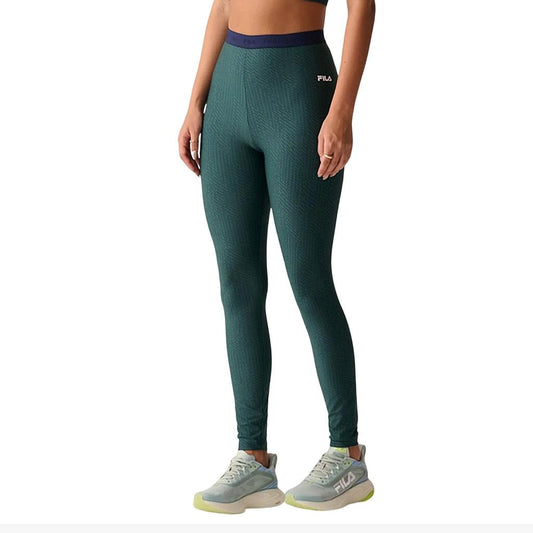 F12AT00905-3234 Fila Prendas Calzas Femenino Training Tights_Train_Elastic_IV Forest_Green_Patterned