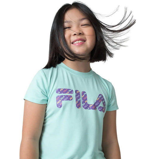 F110L518018-821 Fila Prendas Remeras Ninhos Moda Letter_Slim Aqua