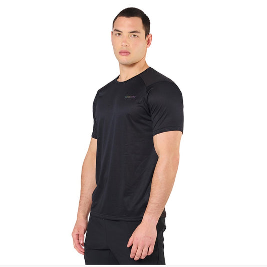 11120331S105 Saucony Prendas Remeras Masculino Running Elevate_Short_Sleeve Black