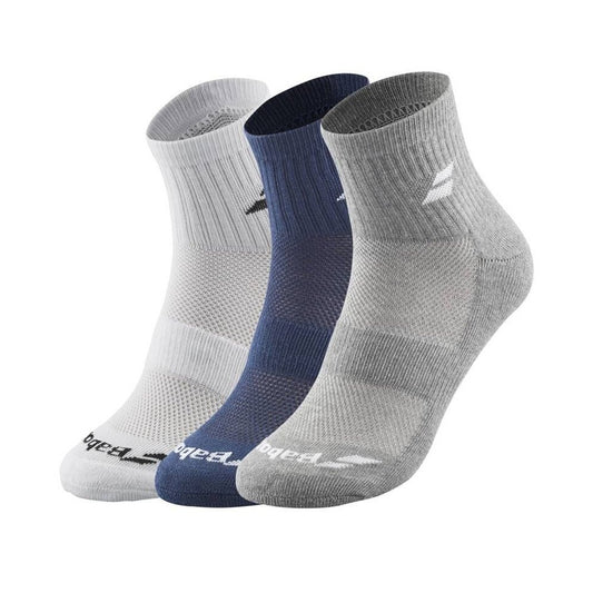 5UB1401-1033 BABOLAT ACCESORIOS TENIS MEDIAS QUARTER_3_PAIRS_PACK WHITE/ESTATE_BLUE/GREY