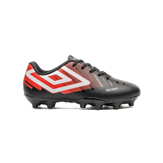 U07FB00287-142 Umbro Calzados Campo Junior Futbol Action_JR Negro/Rojo/Blanco