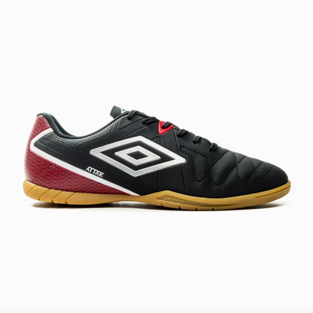 U01FB073-184 Umbro Calzados Futbol_Indoor Masculino Attak_Eternal Negro/Plata/Rojo