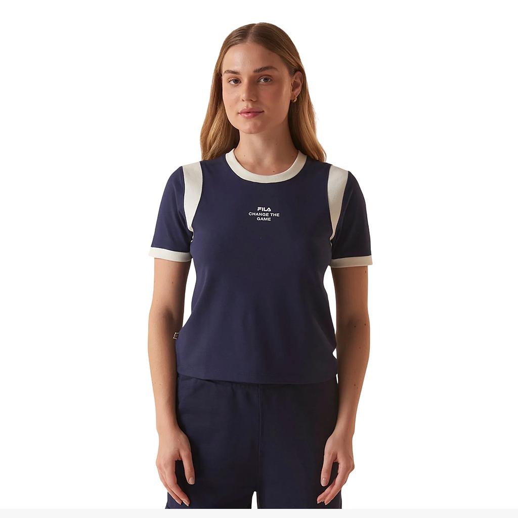 F12L01730-140 Fila Prendas Remeras Femenino Moda Blouse_Ribbed_Letter_Retro Navy