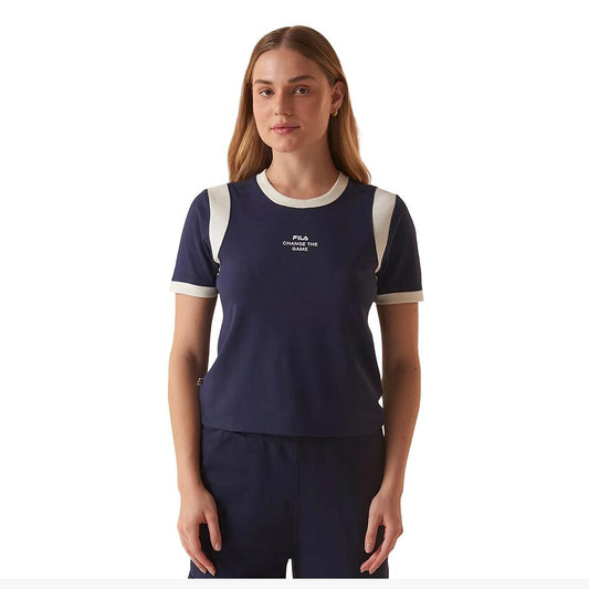 F12L01730-140 Fila Prendas Remeras Femenino Moda Blouse_Ribbed_Letter_Retro Navy