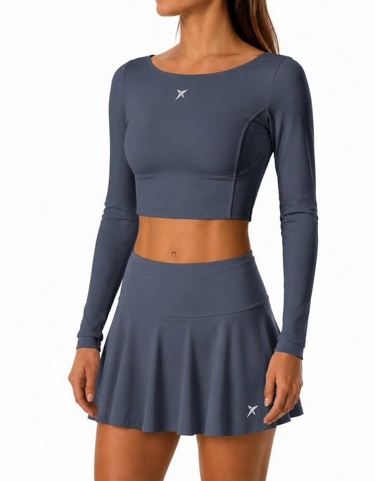 DT342323-GREY-DROP SHOT MONARCA LONG SLLEVE CROP-GREY