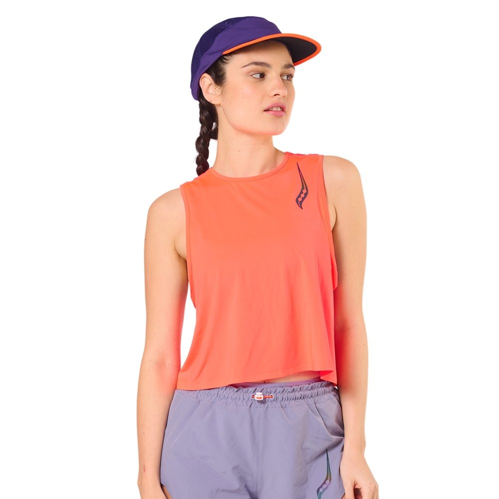 15220434S130 SAUCONY PRENDAS MUSCULOSAS FEMENINO RUNNING PINNACLE_CROP_TANK RED