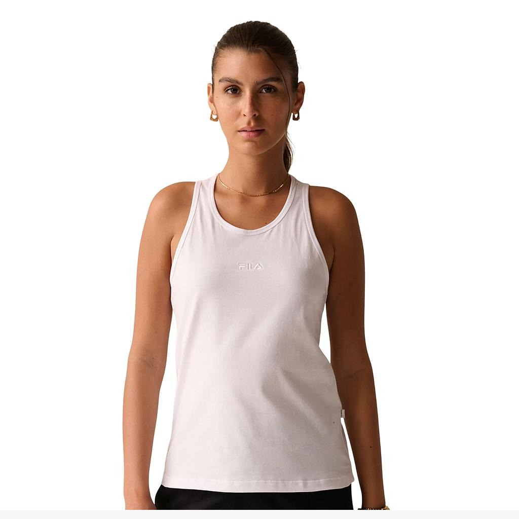 F12L01479-100 Fila Prendas Musculosas Femenino Moda Tank_Top_Comfort_Basic White