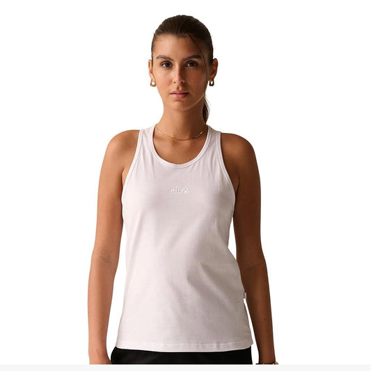 F12L01479-100 Fila Prendas Musculosas Femenino Moda Tank_Top_Comfort_Basic White